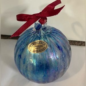 Pyromania Glass Studio, Newport Oregon. Hand blown glass Christmas ornament.